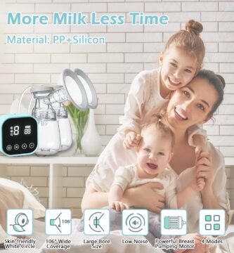 Sacaleches Electricos, Sacaleches con 4 Modos y 9 Niveles de Succión, con Pantalla LED, Sin BPA